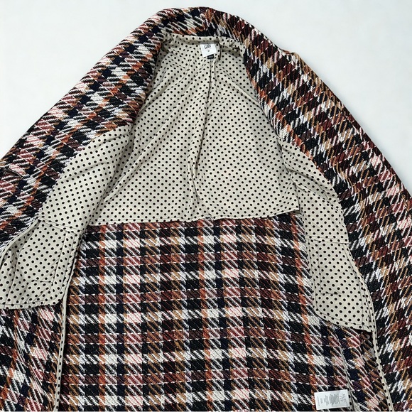 CAbi Regency Coat Plaid Fringe Hem Long Coat Size XS Wool Blend Tweed - Picture 4 of 15